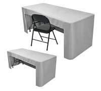 Nasitos 2 Pack Silver 6ft Fitted Tablecloth for Rectangular Table-Open Back Folding Table Cover Washable Fabric and Wrinkle Resistant Tablecloth for Parties, Wedding, Craft Fair, Cocktails, Weddings