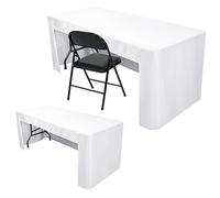 Nasitos 2 Pack White Fitted Table Covers for 6 Foot Rectangle Tables-Open Back Table Cover Washable Table Cloth for Christmas, Parties, Wedding, Banquet, Jewelry Shows, Craft Fair, Trade Show
