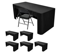 Nasitos 6-Pack Black Fitted Table Covers for 4ft Tables - Washable, Open-Back, Folding, Trade & Craft Show, Graduation党, Vendor Booth