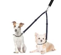 Nasjac Double Dog Lead Splitter, Lightweight No Tangle 360ｰ Rotation Dog Leash Coupler for Walking 2 Dogs, Adjustable Shock Absorbing Bungee Reflective Dual Split Lead for Two Small Twin Puppy