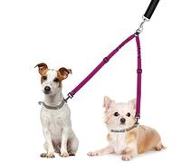 Nasjac Double Dog Lead Splitter, Lightweight No Tangle 360ｰ Rotation Dog Leash Coupler for Walking 2 Dogs, Adjustable Shock Absorbing Bungee Reflective Dual Split Lead for Two Small Twin Puppy
