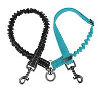 Nasjac Double Dog Lead Splitter, No Tangle 360° Rotation Dog Leash Coupler for Walking 2 Dogs, Adjustable Shock Absorbing Bungee Reflective Dual Lead for Two Pets Dogs Medium Large Training