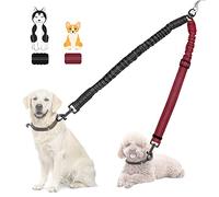 Nasjac Double Dog Leash Coupler, No Tangle Split Lead for Walking 2 Pet Dogs, Adjustable Reflective Safety Shock Absorbing Bungee Leads Splitter for Training Dual Doggy, Medium & Large Breeds