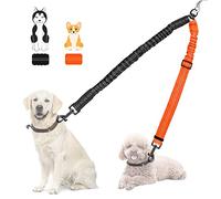 Nasjac Double Dog Leash Coupler, No Tangle Split Lead for Walking 2 Pet Dogs, Adjustable Reflective Safety Shock Absorbing Bungee Leads Splitter for Training Dual Doggy, Medium & Large Breeds