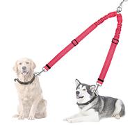 Nasjac Double Dog Leash, Dual Dogs Lead Splitter 360° Rotation, Reflective Adjustable Length, Comfortable Shock Absorbing Bungee