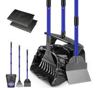 Nasjac Pooper Scooper - Swivel Bin & Rake & Spade Kit with 20 Poop Bags - Dog Pooper Scooper with Adjustable Long Stainless Handles for Large Medium Small Dogs - Portable Poop Scooper (Blue)