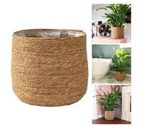 Nasliana Large Seagrass Plant Pot,Wicker Plants Pots Indoor Storage Baskets Rattan Planter Woven Basket Flower Planters Round Wickers Decoration 22cm Diameter,for Garden House Decorative Home Decor