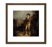 Nasmyth Robert Burns Scottish Poet 8X8 Inch Square Wooden Framed Wall Art Print Picture with Mount Artery8 Brown One Size