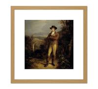 Nasmyth Robert Burns Scottish Poet 8X8 Inch Square Wooden Framed Wall Art Print Picture with Mount Artery8 Light Oak One Size
