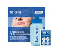 NasoFree Nasal Rinse Starter Kit for Sinus Rinse, Nasal Irrigation & Allergy Relief | Suitable for Adults & Supervised Children (Squeeze Bottle + 30 Saline sachets)