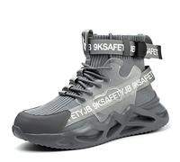 Nasogetch Safety Shoes Men Women Work Boots with Steel Toe Cap Trainers Lightweight Breathable Comfortable Work Shoes Grey UK 11 (Label Size 45)