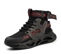 Nasogetch Safety Shoes Men Women Work Boots with Steel Toe Cap Trainers Lightweight Breathable Comfortable Work Shoes Black UK 11 (Label Size 45)