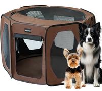 Nasonet Dog Playpen, Cat Dog Crate Portable Pet Exercise Cage Kennel House Puppy Playpen Animal Playpen Indoor/Outdoor, Water-Resistant Kennel Tent with Traveling Bag (Brown, Large)
