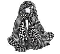 NaSoPerfect Silk Feeling Large Head Scarf Fashion Houndstooh Pattern Hair Wraps Soft Neck Scarves for Women 70" x 35"