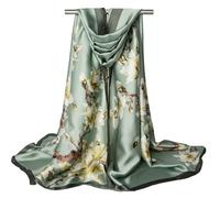 NaSoPerfect Silk Feeling Scarf Large Headscarf Fashion Sunscreen Hair Wraps Soft Neck Scarves for Women, 01 Magnolia Green, 70" x 35"
