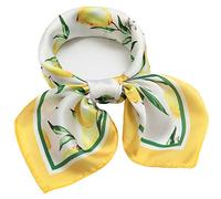 NaSoPerfect Silk Like Square Scarf Fashion Lemon Pattern Small Neck Scarfs for Women 21" x 21"