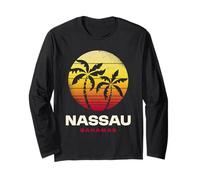 Nassau Bahamas Cruise Port Retro Sunset Design Long Sleeve T-Shirt