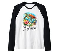 Nassau Bahamas Cruise Travel Caribbean Island Sea Turtle Raglan Baseball Tee