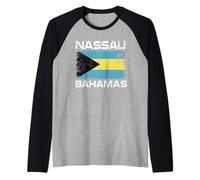 Nassau Bahamas Flag Distressed Island Pride Design Raglan Baseball Tee