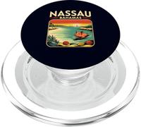 Nassau Bahamas Funny Retro Swimming Pig Caribbean Beach PopSockets PopGrip for MagSafe