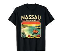 Nassau Bahamas Funny Retro Swimming Pig Caribbean Beach Value Graphic T-Shirt, Men, Black, M