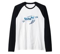 Nassau Bahamas Lettering On Sea Turtle Shell Beach Travel Raglan Baseball Tee