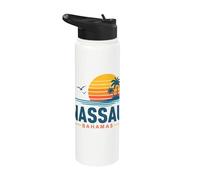 Nassau Bahamas Retro Sunset Beach Stainless Steel Insulated Water Bottle