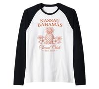 Nassau Bahamas Social Club Est 2027 Island Vacation Raglan Baseball Tee