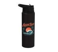 Nassau Beach Bahamas Sunset Wave Palm Trees Stainless Steel Insulated Water Bottle