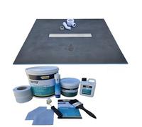 Nassboards 20mm Linear Wetroom Shower Tray & Aqua Kit, Centre Gulley - Waterproof Watertight Design with Drain, Installation Guide, Sealing Tape, Stainless Grate, XPS Quality Base, Gradient Ready