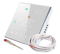 Nassboards Smart WiFi Electric Thermostat - Wireless Control Compatible with Mobile App, Alexa, Google Home - Touch-Screen Thermostats, Temperature Sensor for Floor Heating - Installation Kit Included