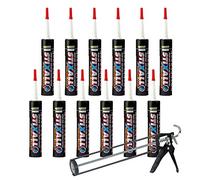 Nassboards Stixall 12x Polymer Grab Sealant with Free Sealant Gun - 290ml Caulking Adhesive and Pro Sealant Applicator Included - Extra Adhesive Durable Sealant Polymer Adhesive 12-Pack