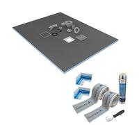 Nassboards Wetroom Shower Tray & Sealing Kit Waterproof and Watertight Design with Drain and Installation Guide Including Sealing Tape, Grate, Base with XPS Quality Standard
