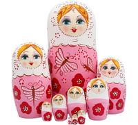 NASSMOSSE 10PCS Wooden Russian Nesting Matryoshka Doll Set Printed Stacking Toy for Decoration Collection
