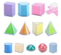 NASSMOSSE 12PCS 3D Geometric Shapes Multicolored Educational Pattern Blocks