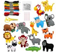 NASSMOSSE 14Pcs/Set Kids Sewing Kit, Cute Animal Felt Sewing Kit Different Felt Plushie Fun Kids Set DIY Craft Ornaments Educational Toys for Beginner Children