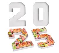 NASSMOSSE 2025 Charcuterie Numbers Fillable, 4PCS 9.8 Inch Number Charcuterie Board Box, Pans Cookies Candy Cupcake Boxes for 2025 Graduation Party Decorations