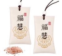 NASSMOSSE 2pcs Buddhist Spiritual Salt Pouch Necklace Traditional Chinese with Himalayan Salt