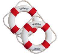 NASSMOSSE 2Pcs Life Preserver Ring, 8 Inch Pool Safety Ring with Perimeter Rope, Portable Lightweight Throwable Flotation Device, Mediterranean Decor for Swimming Pool, Lake, River, Seaside