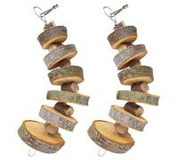 NASSMOSSE 2Pcs Rabbit Chew Toys, Natural Safe Wood Rabbit Toys, Fun Chew Bunny, Round Hamster Ball, Hanging Wood Toy for Rabbits, Chinchilla, Guinea Pigs, Hamsters