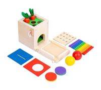 NASSMOSSE 4-in-1 Wooden Montessori Toys Sticks Drop Carrot Harvest Ball Drop Age 12+ Months