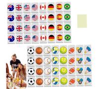 NASSMOSSE 64Pcs 24mm Mini Mahjong Set Flag & Ball Pattern Travel Mahjong for Spring Picnic Party