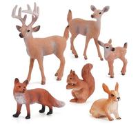 NASSMOSSE 6PCS Realistic Forest Animal Figures Plastic Figurines Educational Cake Toppers
