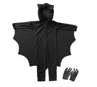 NASSMOSSE Bat Costume for Kids 9-10 Years Old Costume Kids Hooded Bat Breathable Integrated Zipper Costumes with Gloves for Boys Girls for height 51.2-55.1 inch L Halloween Decor