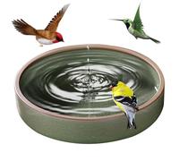NASSMOSSE Bird Bath For Garden, 8.3 Inch Round Ceramic Bird Bath, Green 1300ml Outside Bowl with Stable Non-Slip Bottom for Yard, Garden