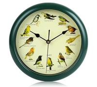 NASSMOSSE Bird Clock that Sings on Hour, 12 Native Bird Species Cuckoo Clocks, 10 Inch Decorative Singing Bird Clock for Office, Classrooms, Living Room, Dining Room