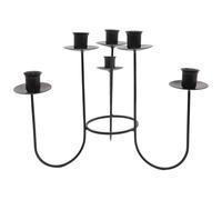 NASSMOSSE Black Candelabra 6-Candle Metal Candelabra 9.25 Inch Tall Candlestick Holders Christmas Tree Topper For Christmas Tree, Fireplace Home Party Dinning Candle Stand