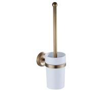 NASSMOSSE Brass Antique Wall Mounted Toilet Brush Holder with Ceramic Cup Bathroom Set