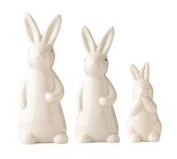 NASSMOSSE Bunny Statue Set of 3, Ceramic Bunny Figurines Modern Rabbit Decor for Easter, Spring Home, Bookshelf, and Tabletop, White