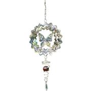 NASSMOSSE Butterfly Wind Spinner 6 Inch Stainless Steel 3D Butterfly Wind Chimes for Outside Patio Yard Garden Art Ornament